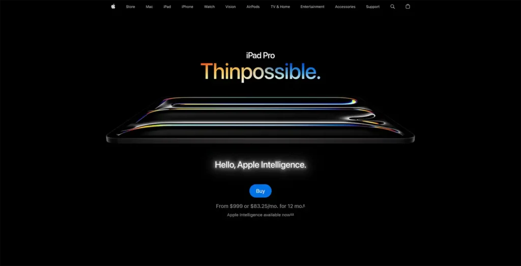 نمونه طراحی سایت apple از رهام